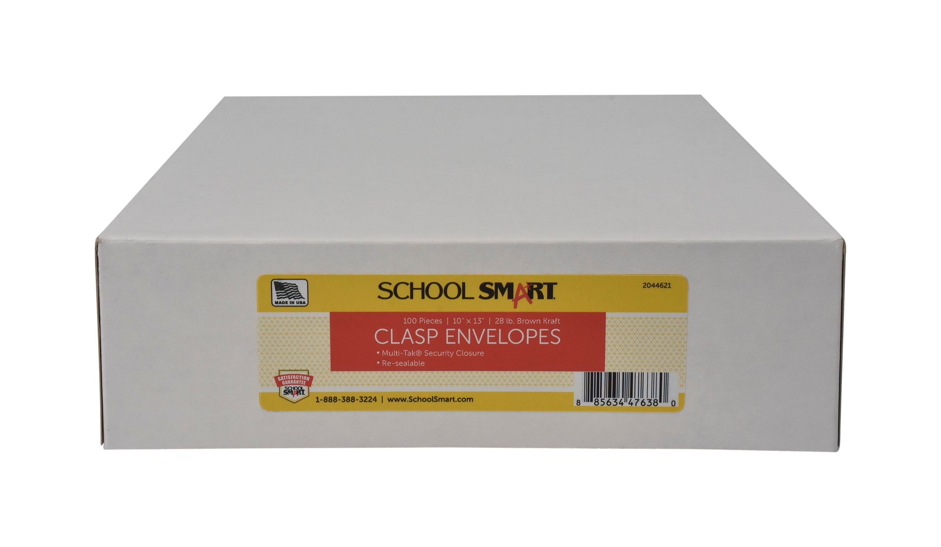 School Smart Multi Tak Clasp Envelopes, 10 x 13 Inches, Kraft Brown, Box of 100 2044621